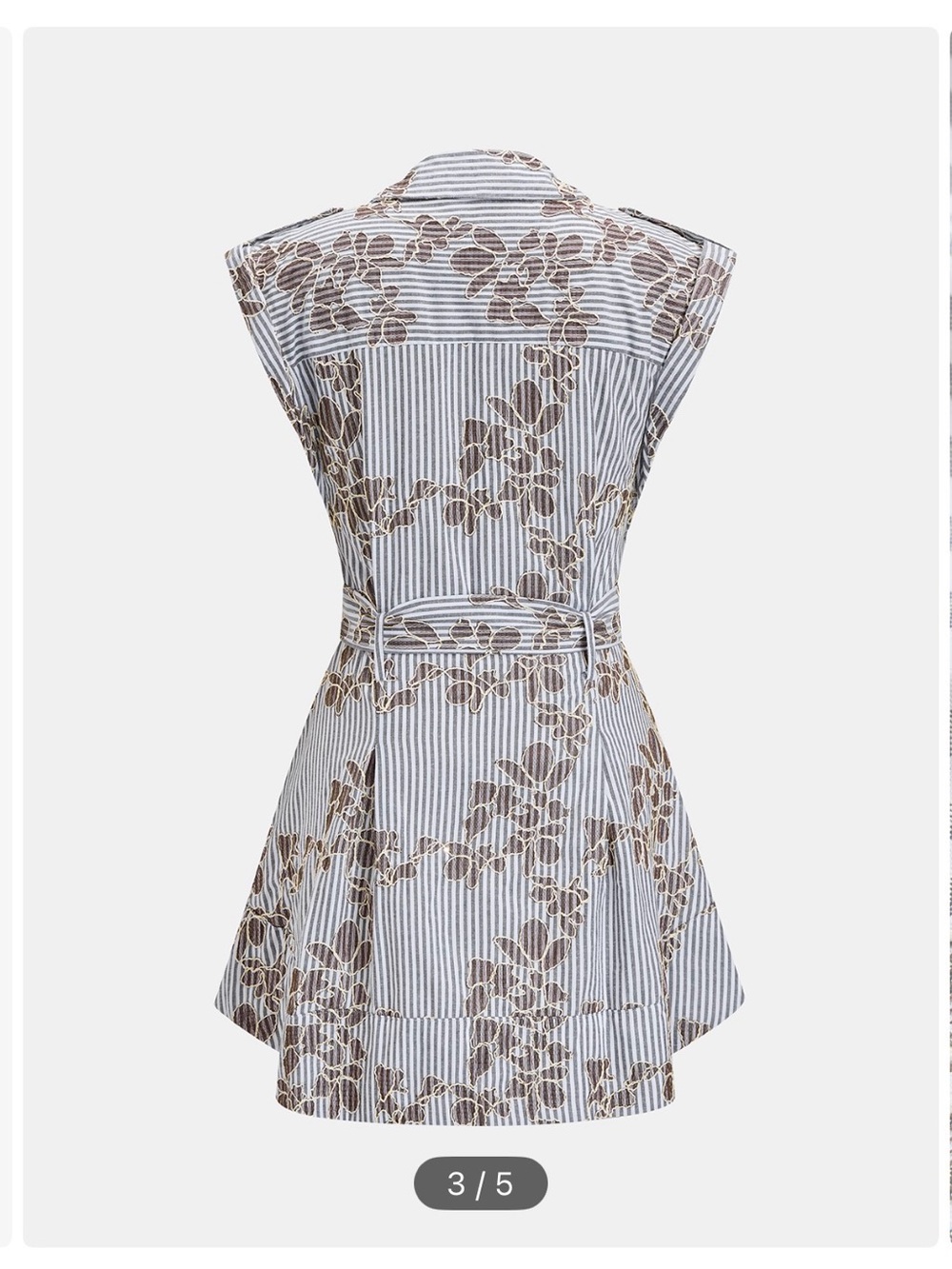 Commense Beige Floral Striped Mini Dress - Picture 3 of 6